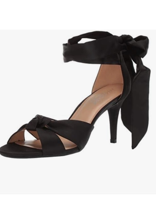 AEROSOLES Shoes - AEROSOLES  Black Satin Heelrest Ankle Tie Heels